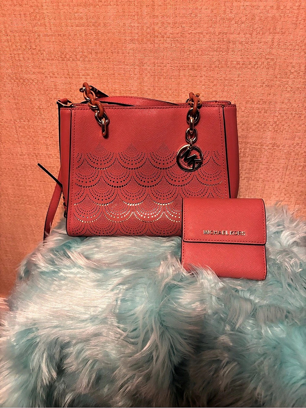 Michael Kors Perforated Shoulder Bag in Pink
